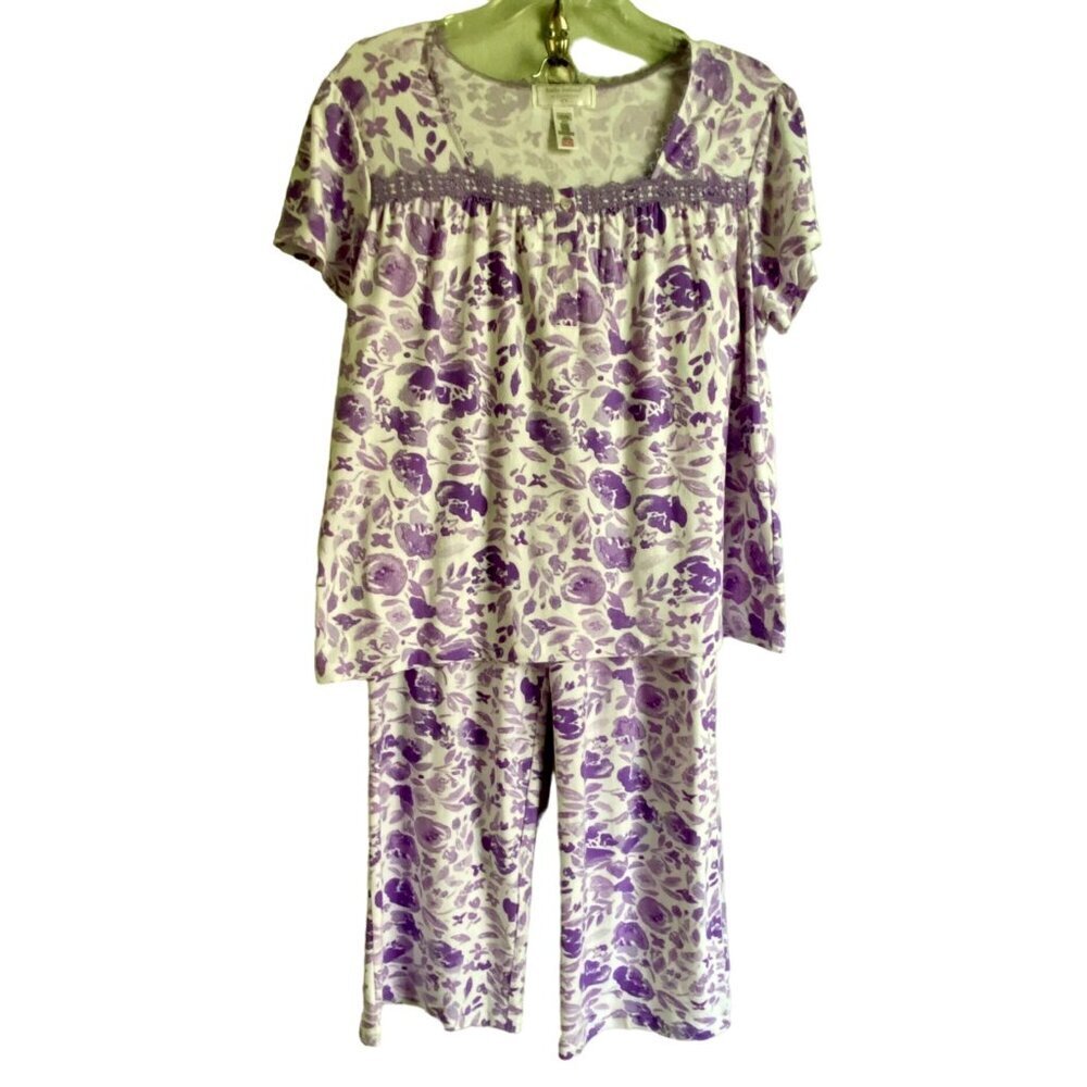 Kathy Ireland Purple and White Women's Pajama Set Lounge Wear Medium NEW
